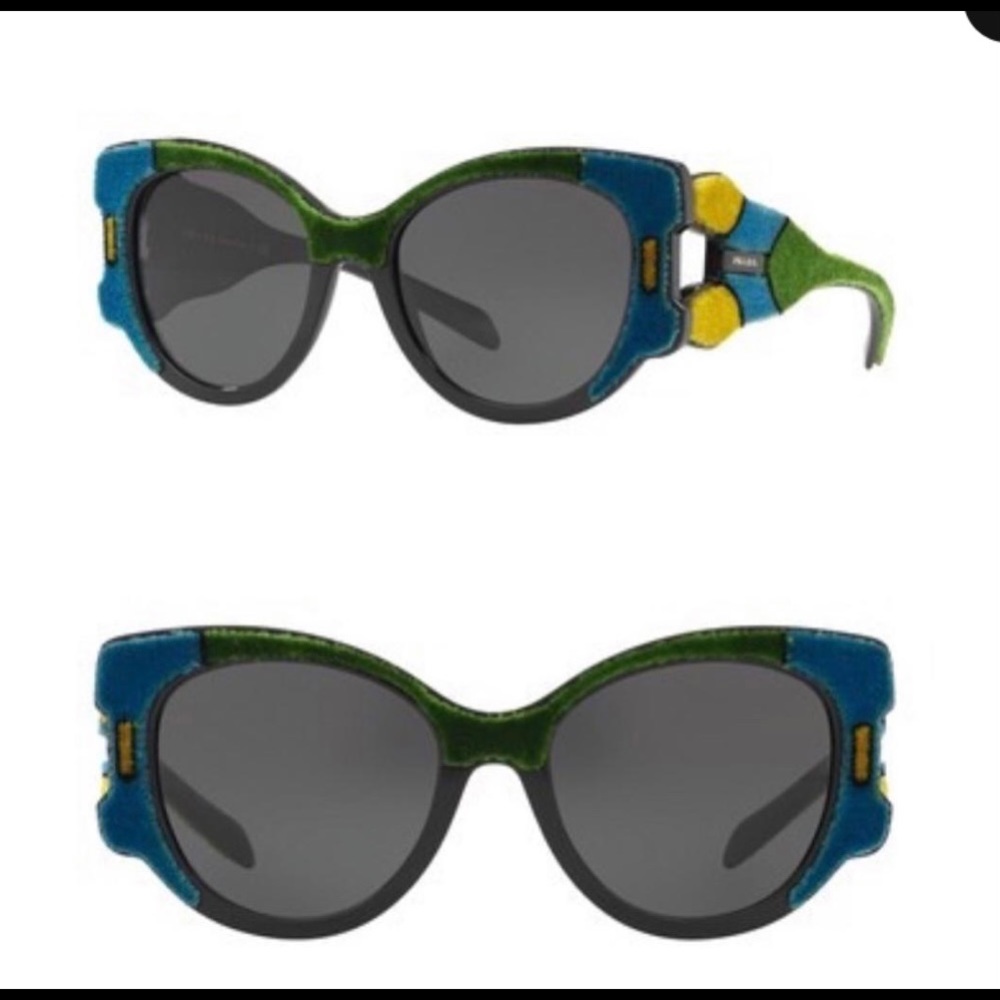 Prada velvet butterfly sunglasses - blue green - Picture 2 of 7